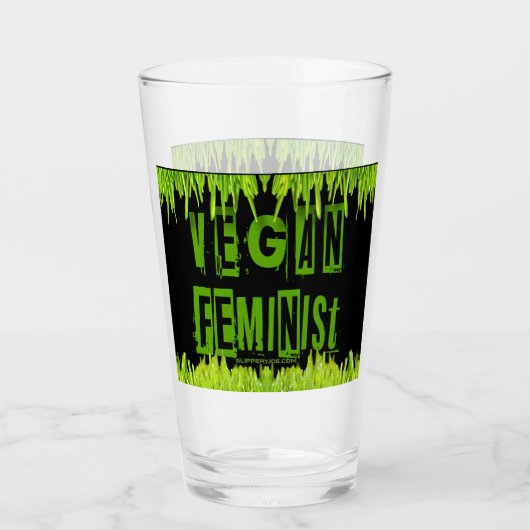 SlipperyJoe's Veganer feministischer Gräser-Wortbl Glas (Vorderseite)