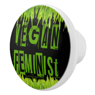 SlipperyJoe's Veganer feministischer Gräser-Wortbl Keramikknauf