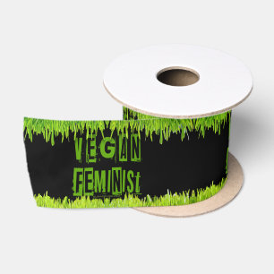 SlipperyJoe's Veganer feministischer Gräser-Wortbl Satinband