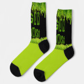 SlipperyJoe's Veganer feministischer Gräser-Wortbl Socken (Linkes Detail)