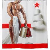 SlipperyJoe's Weihnachts-Shopping-White Paper Spir Duschvorhang (Vorderseite)