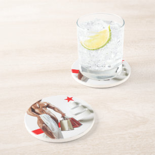 SlipperyJoe's Weihnachts-Shopping-White Paper Spir Getränkeuntersetzer