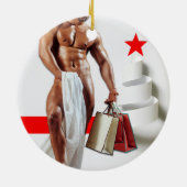 SlipperyJoe's Weihnachts-Shopping-White Paper Spir Keramik Ornament (Hinten)