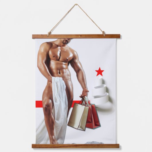 SlipperyJoe's Weihnachts-Shopping-White Paper Spir Wandteppich Mit Holzrahmen (Vorderseite)