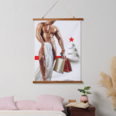 SlipperyJoe's Weihnachts-Shopping-White Paper Spir Wandteppich Mit Holzrahmen (Schlafzimmer)