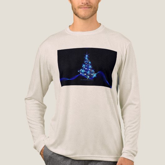 SlipperyJoe's Weihnachtsbaum strahlt blaue Sterne Tri-Blend Shirt (Vorderseite)