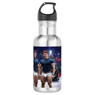 SlipperyJoe's Weihnachtsbäume Urlaub bunt vib Edelstahlflasche