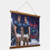 SlipperyJoe's Weihnachtsbäume Urlaub bunt vib Wandteppich Mit Holzrahmen (Gewinkelt)