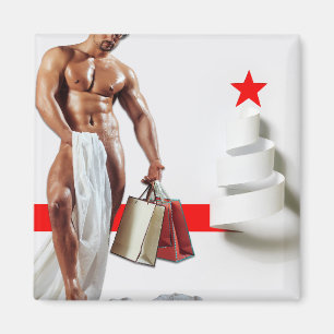 SlipperyJoe's Weihnachtseinkauf weißes Papier Spir Magnet