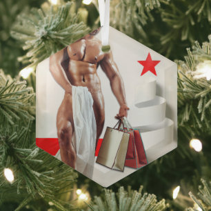 SlipperyJoe's Weihnachtseinkauf weißes Papier Spir Ornament Aus Glas