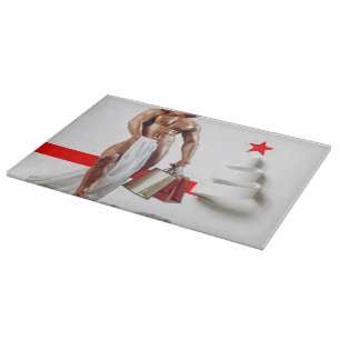 SlipperyJoe's Weihnachtseinkauf weißes Papier Spir Schneidebrett