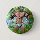 SlipperyJoe's weißer muskulöser sexy Mann Speedo s Button (Vorderseite)