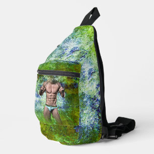 SlipperyJoe's weißer muskulöser sexy Mann Speedo s Crossbody Bag