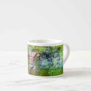 SlipperyJoe's weißer muskulöser sexy Mann Speedo s Espressotasse