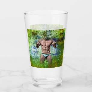 SlipperyJoe's weißer muskulöser sexy Mann Speedo s Glas