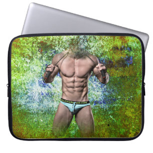 SlipperyJoe's weißer muskulöser sexy Mann Speedo s Laptopschutzhülle
