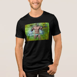 SlipperyJoe's weißer muskulöser sexy Mann Speedo s Tri-Blend Shirt