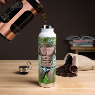 SlipperyJoe's weißer muskulöser sexy Mann Speedo s Trinkflasche