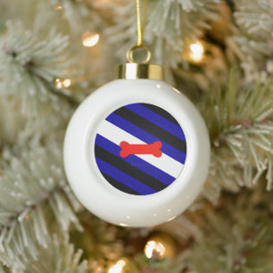 SlipperyJoes Welpen-Spiel-Stolzflagge ausdrücken K Keramik Kugel-Ornament