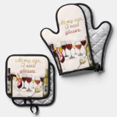 SlipperyJoe's Wine Glasses fermentierter Traubenwe Ofenhandschuh & Topflappen-Set (Vorderseite/Rückseite)