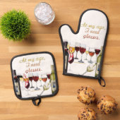 SlipperyJoe's Wine Glasses fermentierter Traubenwe Ofenhandschuh & Topflappen-Set (Oben Unten)