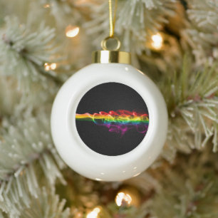 SlipperyJoes Wolke aus Regenbogen-Energiedampf fin Keramik Kugel-Ornament