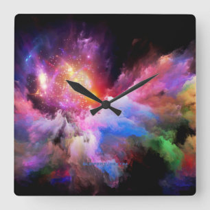 SlipperyJoe's Wolken-Kunstwerk abstrakt lebendig s Quadratische Wanduhr