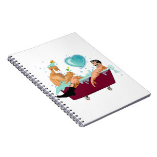 SlipperyJoe's zwei Cartoon-Badewanne für Homosexue Notizblock