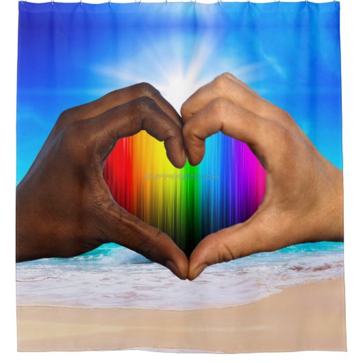 SlipperyJoe's zwei gehorchte Hände männlich h Duschvorhang (Vorderseite)