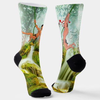 SlipperyJoe's zwei haarige Männer küssen Herzen Ca Socken