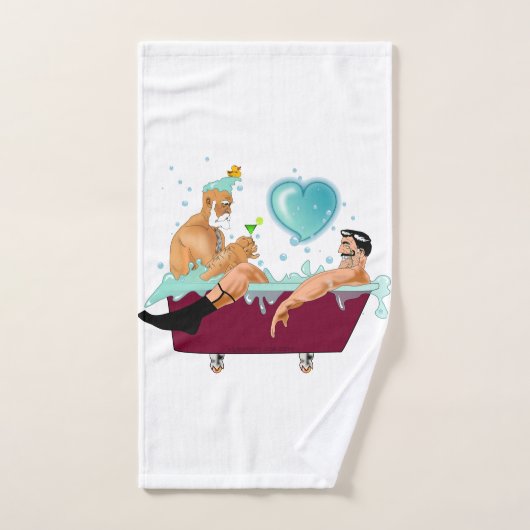 SlipperyJoe's zwei schwule Männer Liebe Cartoon Ba Badhandtuch Set (Handtuch)