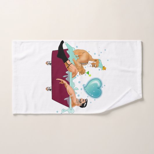 SlipperyJoe's zwei schwule Männer Liebe Cartoon Ba Badhandtuch Set (Handtuch)