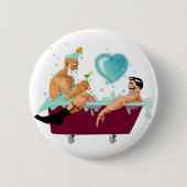 SlipperyJoe's zwei schwule Männer Liebe Cartoon Ba Button (Vorderseite)