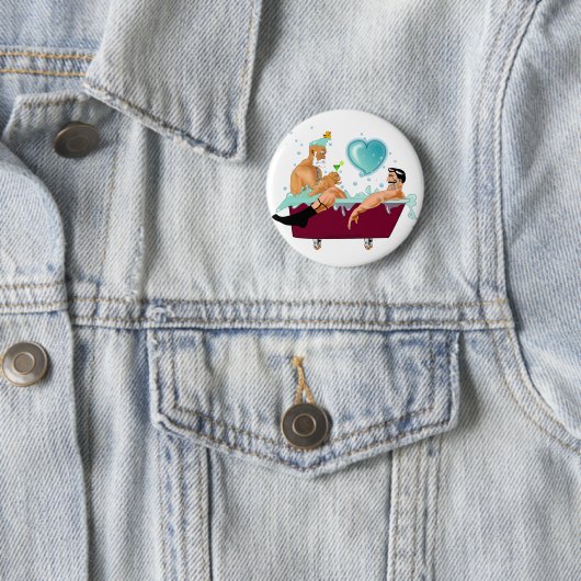 SlipperyJoe's zwei schwule Männer Liebe Cartoon Ba Button (Beispiel)