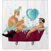 SlipperyJoe's zwei schwule Männer Liebe Cartoon Ba Duschvorhang (Vorderseite)