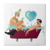 SlipperyJoe's zwei schwule Männer Liebe Cartoon Ba Fliese (Vorderseite)