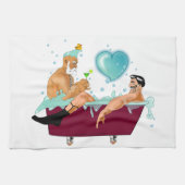 SlipperyJoe's zwei schwule Männer Liebe Cartoon Ba Geschirrtuch (Horizontal)