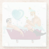 SlipperyJoe's zwei schwule Männer Liebe Cartoon Ba Glasuntersetzer (Rückseite)