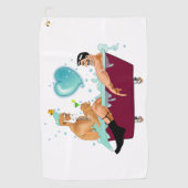 SlipperyJoe's zwei schwule Männer Liebe Cartoon Ba Golfhandtuch (Vorderseite)