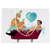 SlipperyJoe's zwei schwule Männer Liebe Cartoon Ba Große Geschenktüte (Rückseite)