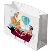 SlipperyJoe's zwei schwule Männer Liebe Cartoon Ba Große Geschenktüte (Rückseite Schrägansicht)