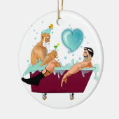 SlipperyJoe's zwei schwule Männer Liebe Cartoon Ba Keramik Ornament (Links)