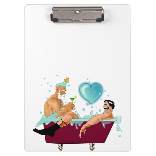 SlipperyJoe's zwei schwule Männer Liebe Cartoon Ba Klemmbrett (Vorderseite)