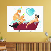 SlipperyJoe's zwei schwule Männer Liebe Cartoon Ba Leinwanddruck (Insitu (Wohnzimmer))