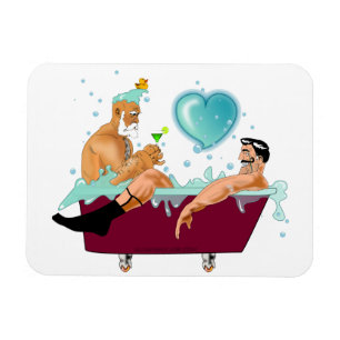 SlipperyJoe's zwei schwule Männer Liebe Cartoon Ba Magnet