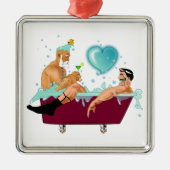 SlipperyJoe's zwei schwule Männer Liebe Cartoon Ba Ornament Aus Metall (Vorne)