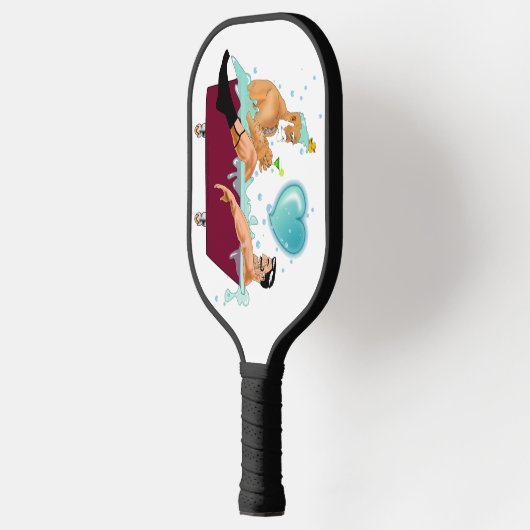 SlipperyJoe's zwei schwule Männer Liebe Cartoon Ba Pickleball Schläger (Links)