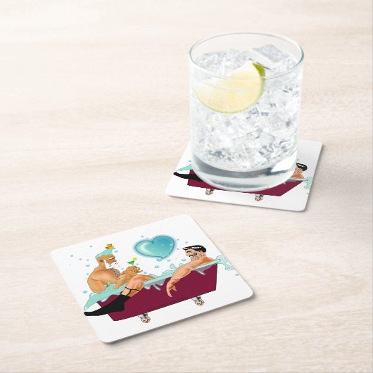 SlipperyJoe's zwei schwule Männer Liebe Cartoon Ba Rechteckiger Pappuntersetzer (Vor Ort)