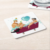 SlipperyJoe's zwei schwule Männer Liebe Cartoon Ba Rechteckiger Pappuntersetzer (angewinkelt)