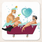 SlipperyJoe's zwei schwule Männer Liebe Cartoon Ba Rechteckiger Pappuntersetzer (Vorderseite)